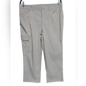 EDDIE BAUER Tech Capri Cargo Nylon Pants Sz 6 Pumice UPF 50 Stretch
